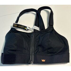 NWT Shefit 1 Luxe Sports Bra Black Flex High Impact Wireless Front Zipper 110002